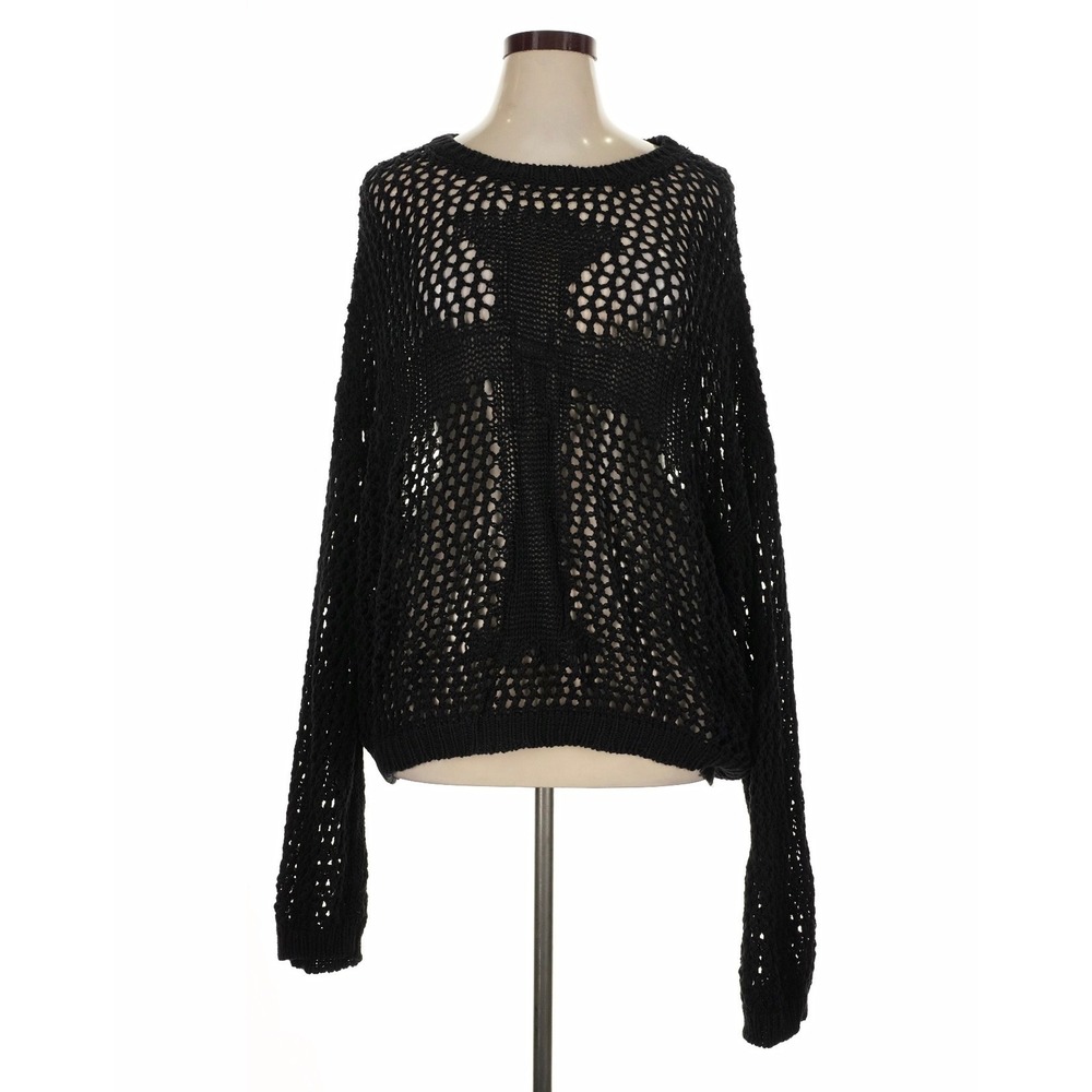 Racer Worldwide Black Open Knit Mesh Sweater XL Oversized Sheer Pullover